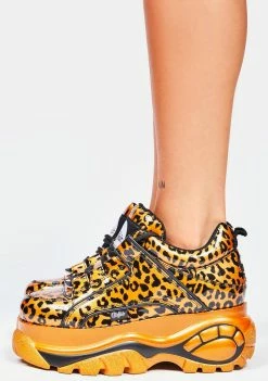 Buffalo London Leopard Patent Classic Low Leather Platform Sneakers Platforms