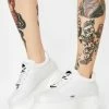 Buffalo London Platforms White Glitter Classic Low Leather Sneakers