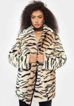 Girlfriend Material Tiger Hendrix Faux Fur Coat