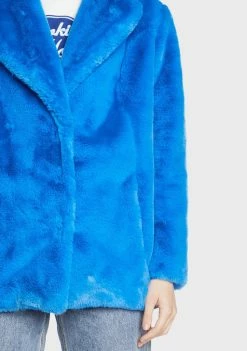 Girlfriend Material Blue Hendrix Faux Fur Coat Faux Fur Jacket