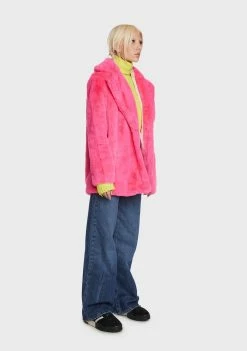 Girlfriend Material Pink Hendrix Faux Fur Coat