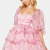 Fanciful Doll Bouquet Floral Petticoat Mini Dress