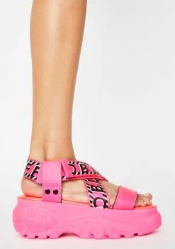 Buffalo London Platforms Neon Pink Bo Platform Sandals