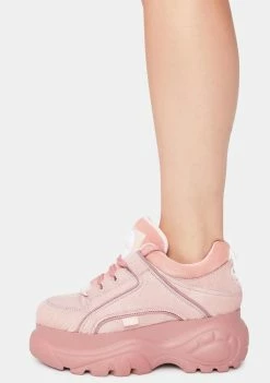 Buffalo London Pink Classic Low Fur Sneakers