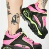 Buffalo London Platforms Fuchsia Neon Classic Low Leather Sneakers