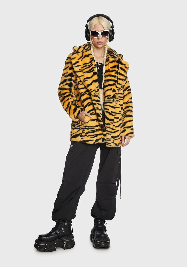 Girlfriend Material Tiger Hendrix Faux Fur Coat Faux Fur Jacket