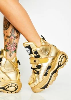 Buffalo London Platforms Gold Classic High Nappa Leather Sneakers