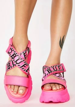Buffalo London Platforms Neon Pink Bo Platform Sandals