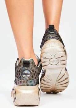 Buffalo London Multi Dot Metallic Classic Low Leather Platform Sneakers