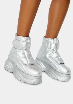 Buffalo London Platforms Silver Puffer Platform Boots