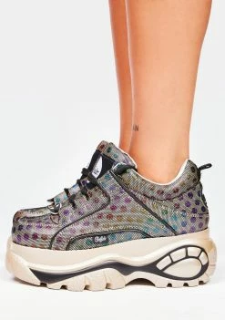 Buffalo London Multi Dot Metallic Classic Low Leather Platform Sneakers