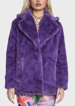 Girlfriend Material Faux Fur Jacket Purple Hendrix Faux Fur Coat