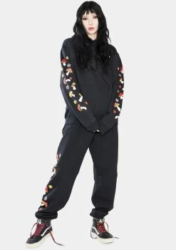 No Hours Black Shroom Graphic Sweatpants Bottoms