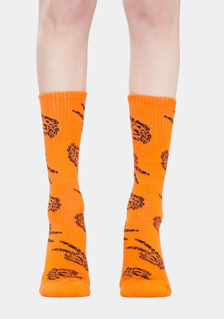 No Hours Socks & Tights Orange Peace Crew Socks