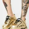 Buffalo London Platforms Gold Metallic Classic Low Leather Sneakers