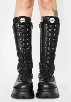 Buffalo London Gill Leather Knee High Platform Boots