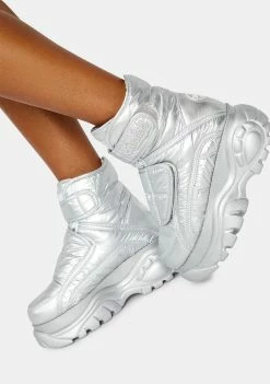 Buffalo London Platforms Silver Puffer Platform Boots