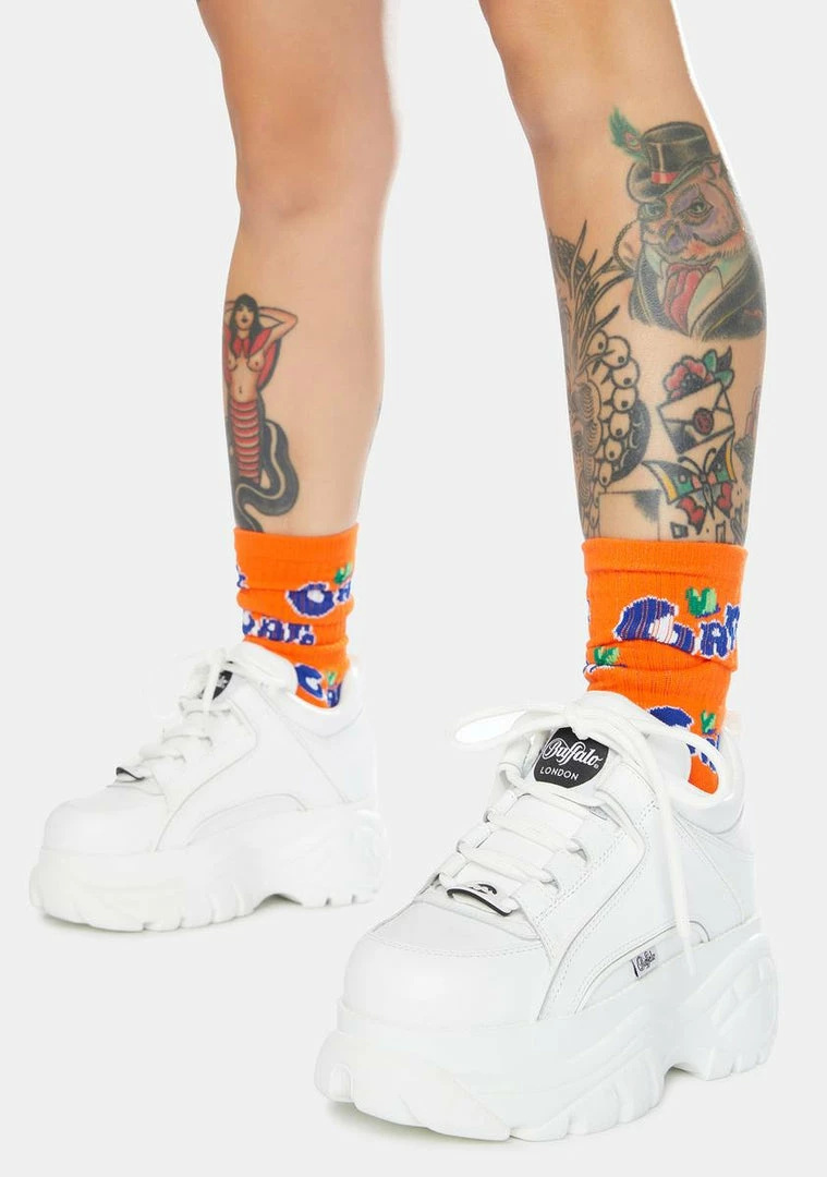 Buffalo London Platforms White Leather Platform Sneakers