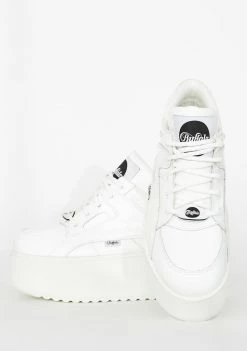 Buffalo London White Rising Towers Patent Sneakers Platforms