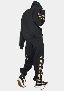 No Hours Black Shroom Graphic Sweatpants Bottoms