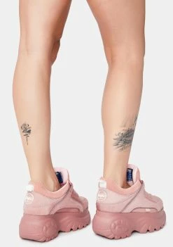 Buffalo London Pink Classic Low Fur Sneakers