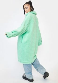 Girlfriend Material Mint Green Sander Teddy Jacket Outerwear