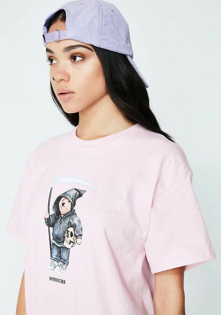 No Hours Light Pink Solo Bear Tee