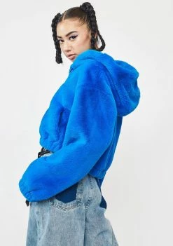 Girlfriend Material Blue Harrie Faux Fur Jacket