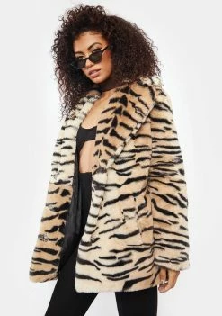 Girlfriend Material Tiger Hendrix Faux Fur Coat