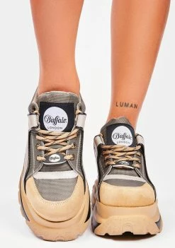 Buffalo London Platforms Beige Multi Classic Low Suede Platform Sneakers