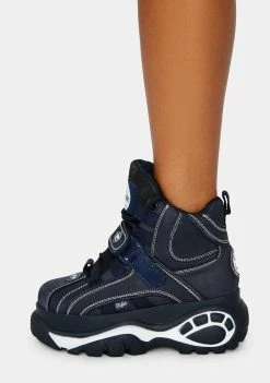 Buffalo London Platforms Black Classic High Leather Sneakers