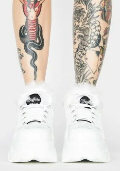 Buffalo London Classic Fur Lined Patent Sneakers Platforms