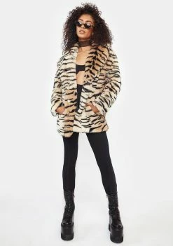 Girlfriend Material Tiger Hendrix Faux Fur Coat