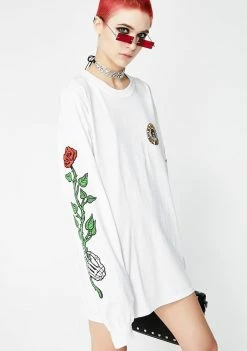No Hours Tops Roses Long Sleeve Tee