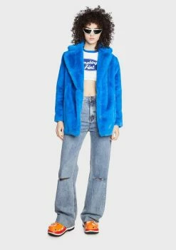 Girlfriend Material Blue Hendrix Faux Fur Coat Faux Fur Jacket