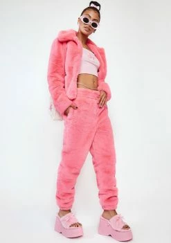 Girlfriend Material Bottoms Pink Tommy Faux Fur Pants