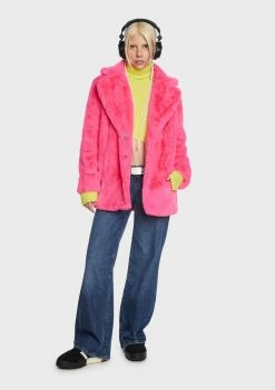 Girlfriend Material Pink Hendrix Faux Fur Coat