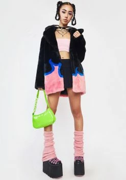 Girlfriend Material Flame Hendrix Faux Fur Coat Outerwear