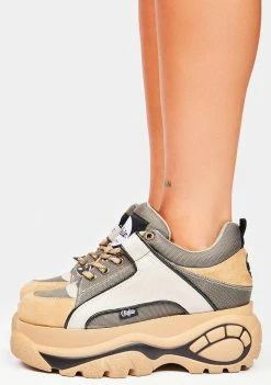 Buffalo London Platforms Beige Multi Classic Low Suede Platform Sneakers