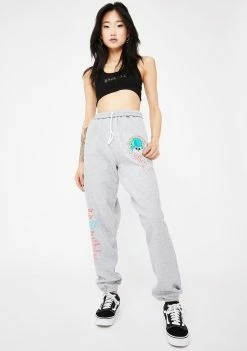 No Hours Grey New World Graphic Sweatpants