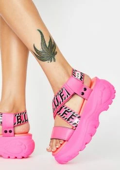 Buffalo London Platforms Neon Pink Bo Platform Sandals