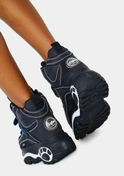 Buffalo London Platforms Black Classic High Leather Sneakers