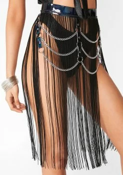 Stinnys Indigo Tassel And Chain Belt