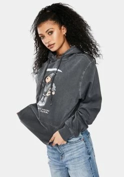 No Hours Solo Bear Graphic Hoodie Tops