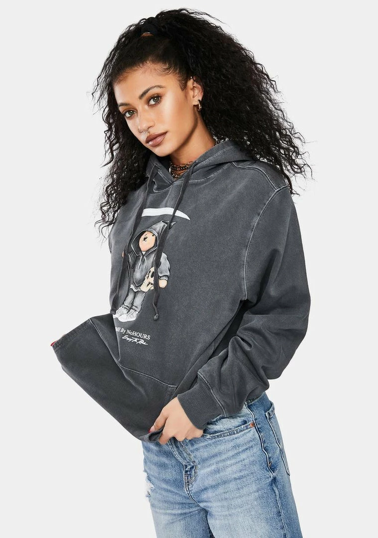 No Hours Solo Bear Graphic Hoodie Tops