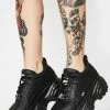 Buffalo London Black Glitter Classic Low Leather Sneakers Platforms
