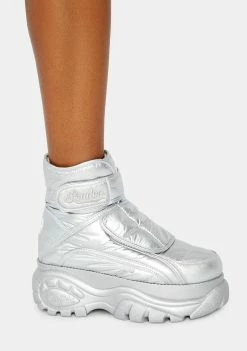 Buffalo London Platforms Silver Puffer Platform Boots
