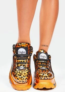 Buffalo London Leopard Patent Classic Low Leather Platform Sneakers Platforms