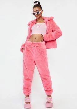 Girlfriend Material Bottoms Pink Tommy Faux Fur Pants
