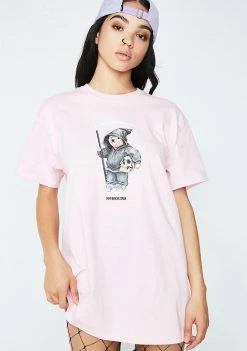 No Hours Light Pink Solo Bear Tee